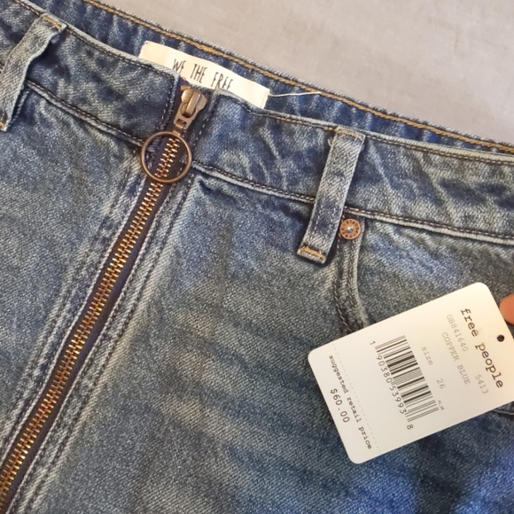 Free people zip jean 26 skirt copper blue BNWT - Picture 2 of 4